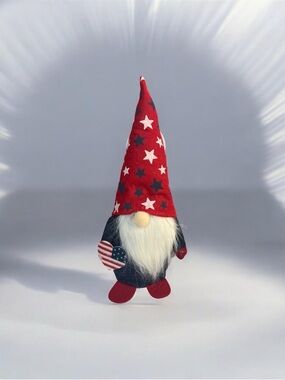 Patriotic Gnome Figurine with Star Hat - Red, Navy, White